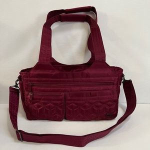 Lug Streetcar East/West Shallow Handbag Cascade Quilted RFID Cranberry